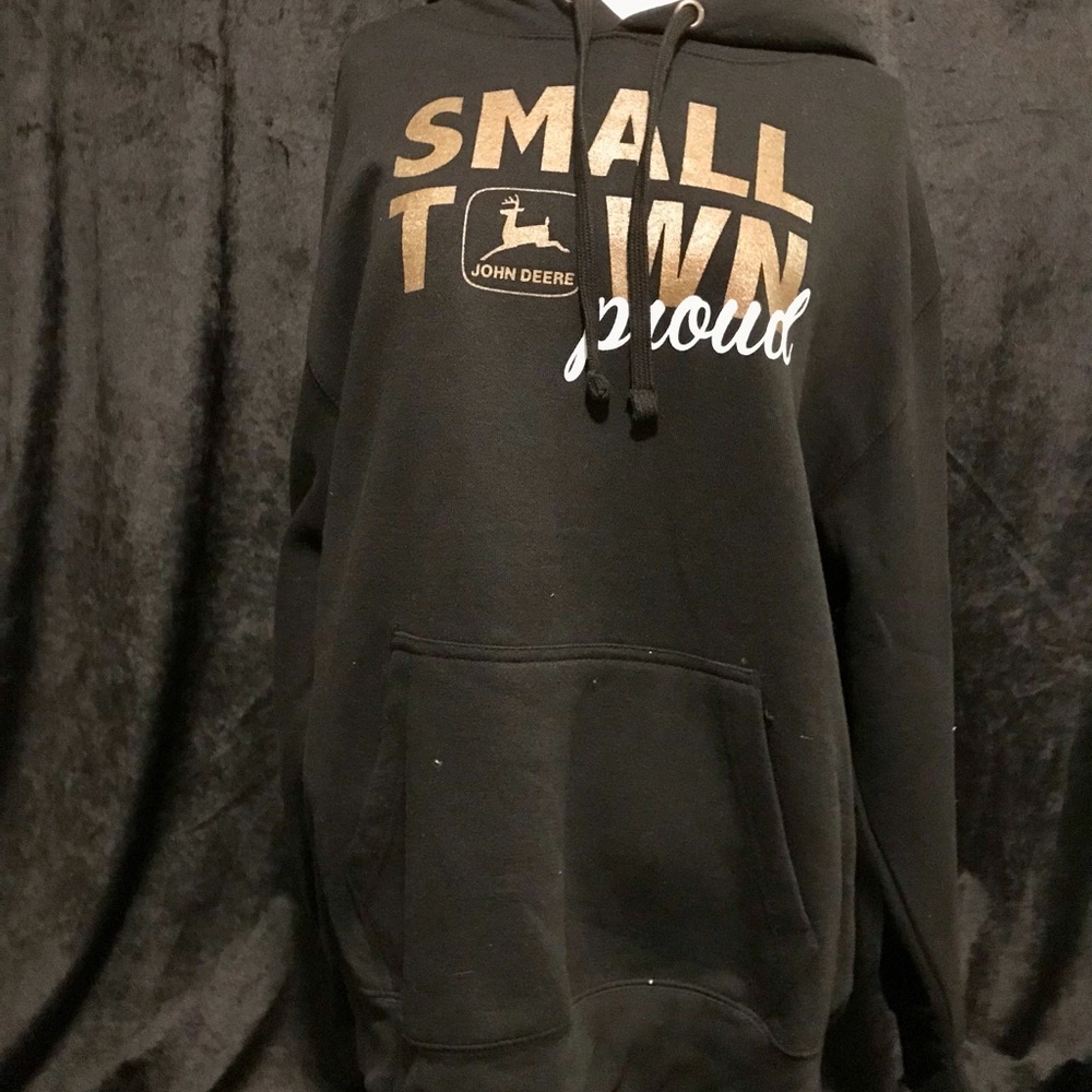 John Deere Small Town Proud Black Hoodie- L